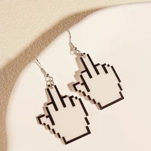 NIB Pixel Middle-Finger Charm Earrings